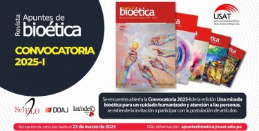 Revista Apuntes de Bioética lanza convocatoria para su edición 2025-I